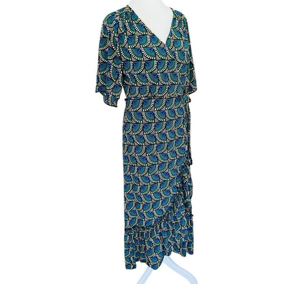 Silk & Salt Journey Maxi Wrap Dress in African Peacock Print size M. - Picture 9 of 11